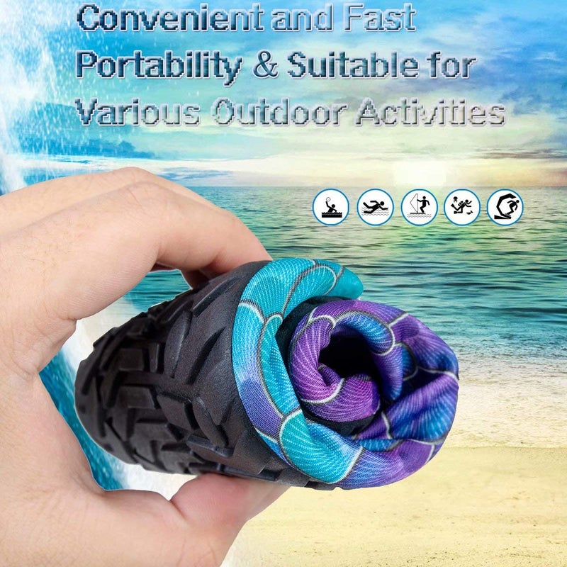 YALOX Water Shoes Women's Men's Outdoor Beach Swimming Aqua Socks Quick-Dry Barefoot Shoes Surfing Yoga Pool Exercise(YL-Blue/Green,34/35EU) - Image 5